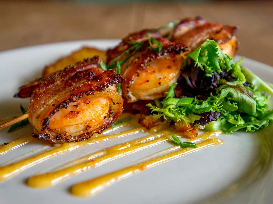 Surf and Turf Bacon wrapped Shrimp